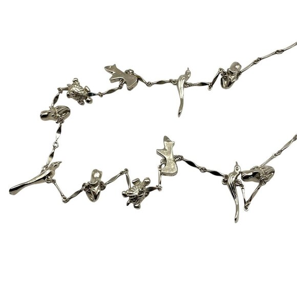 Vtg Wirth of California Necklace Multiple Charms Silver Tone Turtle Frog Bird - Picture 3 of 7